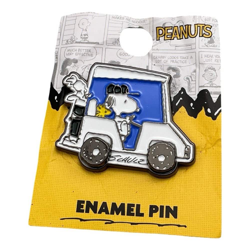 Peanuts Snoopy Golf Cart Enamel Pin Lids Exclusive PEA0004 White Blue Golfing